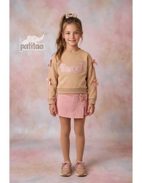 Conjunto Sudadera y Falda Pantalón Sweet Camel-Rosa