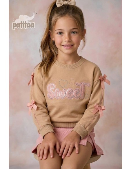 Conjunto Sudadera y Falda Pantalón Sweet Camel-Rosa