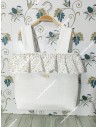 Bolso Pocket Cremallera Bambula Blanca Volante Flores Camel