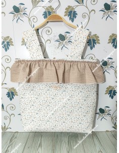 Bolso Panera Cremallera Flores Camel Volante Waffle Camel