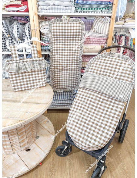 Saco Universal Vichy marrón cuadro mediano combinado con cuadro pequeño
