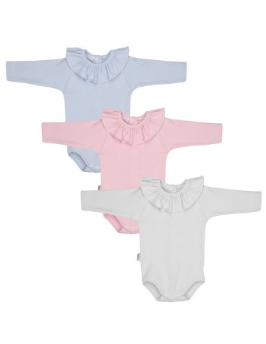 Body Cuello Volante Manga Larga Beige
