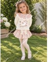 Conjunto Faldita y Sudadera Pajarito Beige