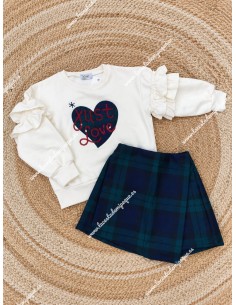 Conjunto Sudadera y Falda Pantalón Just Love Cuadros 2