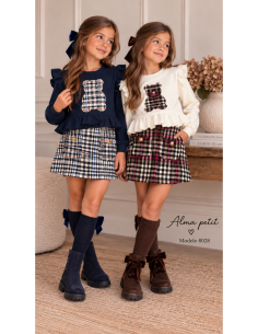 Conjunto Falda Osito Tweed Marino 2