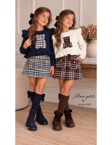 Conjunto Falda Osito Tweed Beige