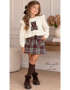 Conjunto Falda Osito Tweed Beige