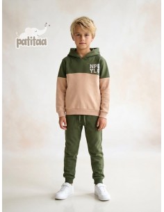 Chándal Beige-Verde Capucha