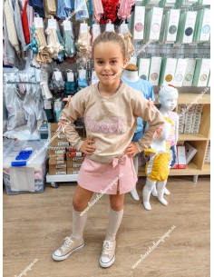 Conjunto Sudadera y Falda Pantalón Sweet Camel-Rosa 2