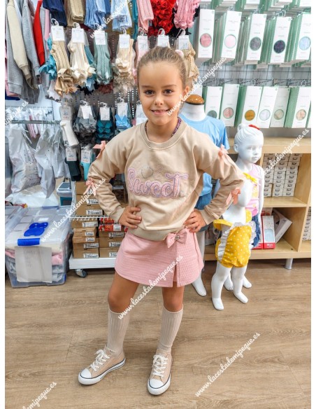 Conjunto Sudadera y Falda Pantalón Sweet Camel-Rosa