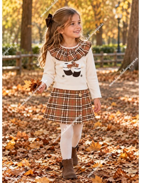 Conjunto Falda Pantalón Botitas Escocia