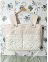 Bolso Pocket Cremallera Waffle Beige Bolsillos Flores Camel