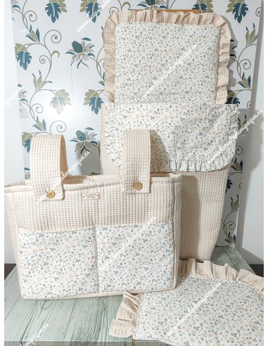 Salvababas Capazo Flores Camel Volante Waffle Beige