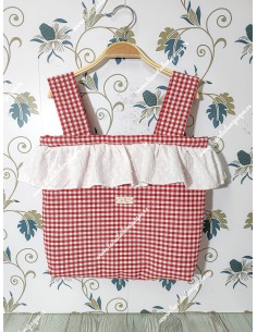 Bolso pocket cremallera Vichy Rojo cuadro pequeño Volante plumeti