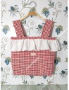 Bolso pocket cremallera Vichy Rojo cuadro pequeño Volante plumeti