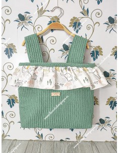 Bolso Pocket Cremallera Waffle Verde Volante Elefantes