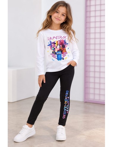 Conjunto Camiseta M/l Blanca y Leggings Negro Huntrix