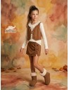 Conjunto 3 Piezas Camiseta, Chaleco y Falda Pantalón Camel