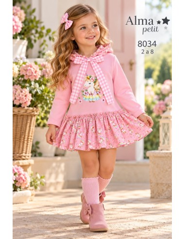 Vestido Rosa Unicornio Floral Alma