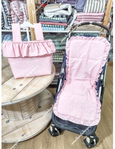 Bolso Pocket Cremallera y Funda Universal Loneta Rosa Estrellas Volante