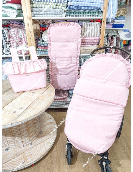 Bolso Pocket Cremallera y Funda Universal Loneta Rosa Estrellas Volante
