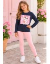 Conjunto Camiseta M/l Marinoy Leggings Rosa Conejita Rayas
