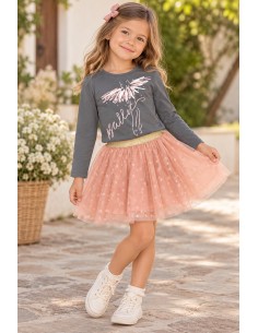 Conjunto Camiseta Bailarina y Falda Tul Topos