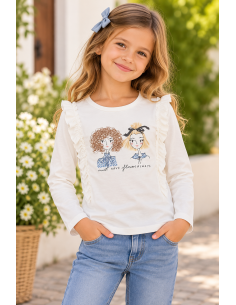 Camiseta Manga Larga Blanca Chicas Newness