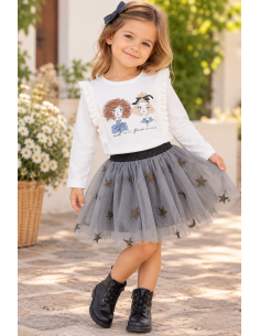 Conjunto Camiseta Chicas y Falda Tul Estrellas