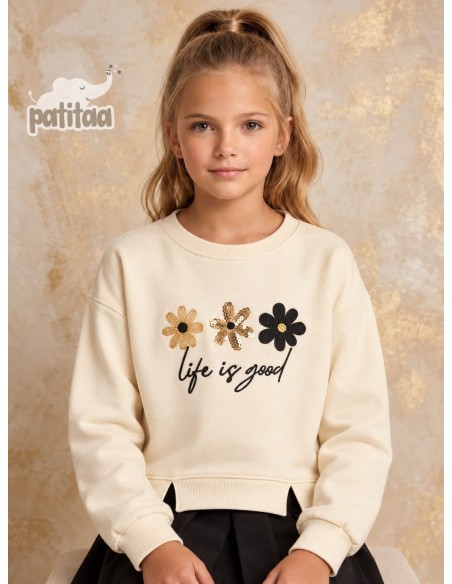 Conjunto Falda Pantalón Life Is Good Beige-Negro