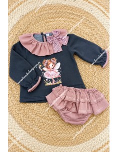 Conjunto Sudadera y Faldita Hada Gris-Rosa Maquillaje Mariela 2