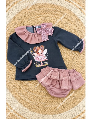 Conjunto Sudadera y Faldita Hada Gris-Rosa Maquillaje Mariela