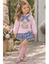 Conjunto Sudadera y Faldita Muñeca Rosa Vichy Marino Mariela