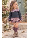 Conjunto Sudadera y Faldita Cuadros Gris-Rosa Maquillaje Mariela