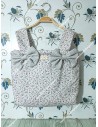Bolso Pocket Flores Morado y Gris lazos Waffle gris