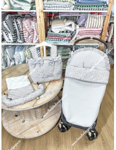 Bolso Pocket Flores Morado y Gris lazos Waffle gris 2
