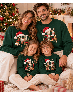 Sudadera Verde Navidad Inicial Adulto