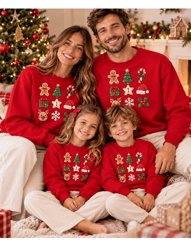 Sudadera Roja Navidad Motivos Adulto