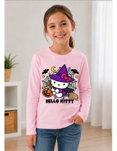 Camiseta Rosa M/L Hello Kitty Halloween