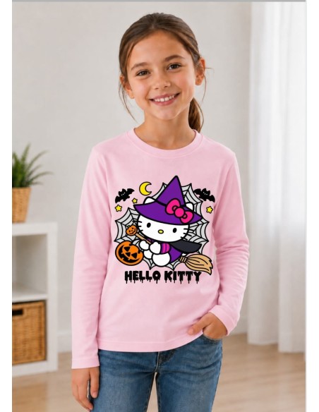 Camiseta Rosa M/L Hello Kitty Halloween