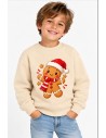 Sudadera Beige Navidad Galleta-Bufanda Infantil