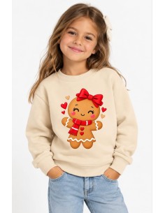 Sudadera Beige Navidad Galleta-Bufanda Infantil