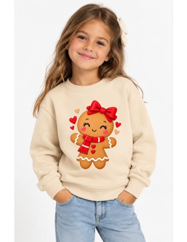 Sudadera Beige Navidad Galleta-Bufanda Infantil