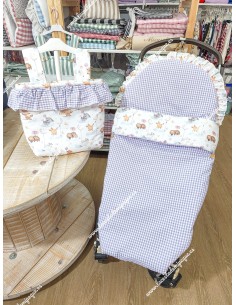 Pack Bolso y Saco Universal Vichy Malva Cuadros-P Combi animalitos y globos