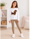 Conjunto Camiseta M/l Blanca y Leggings Camel Perrita Glamurosa