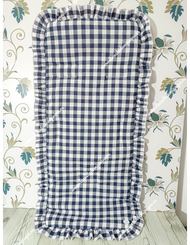 Funda Universal Vichy Marino cuadro mediano con volante a todo alrededor