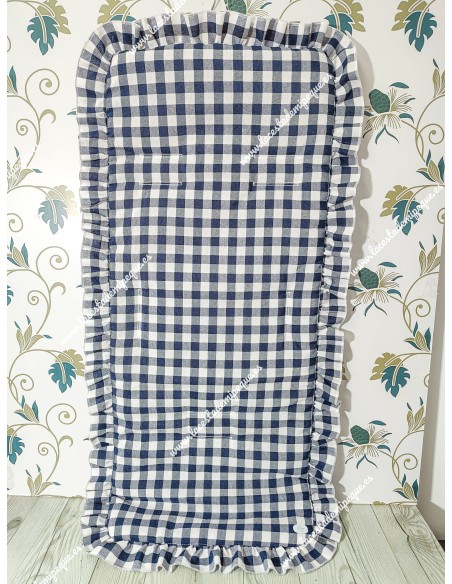 Funda Universal Vichy Marino cuadro mediano con volante a todo alrededor