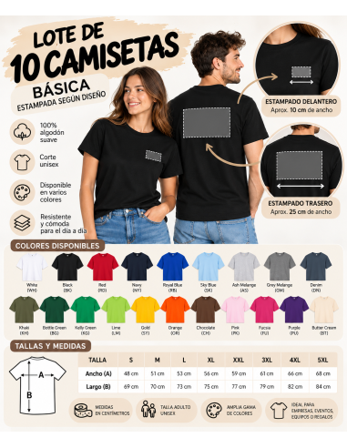 LOTE 10 CAMISETAS PERSONALIZADAS