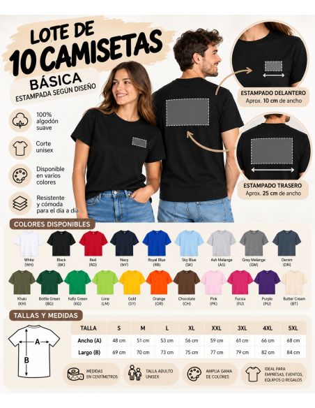 LOTE 10 CAMISETAS PERSONALIZADAS