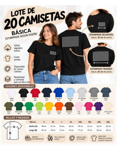 LOTE 20 CAMISETAS PERSONALIZADAS